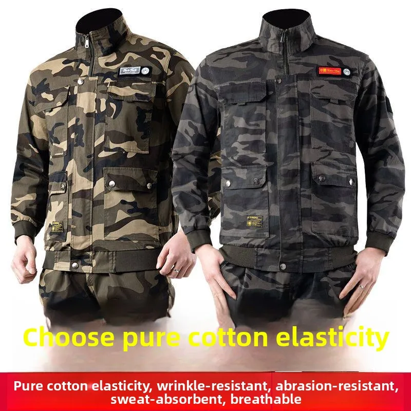 Mens Work Uniform Set Pure Cotton Camouflage Thickened Outdoor Elastic Wear Resistant Spring Autumn Workwear for Welding
Mens Work Uniform Set Pure Cotton Camouflage Thickened Outdoor Elastic Wear Resistant Spring Autumn Workwear for Welding