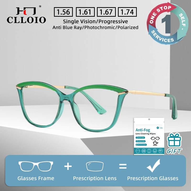 CLLOIO Fashion Cat Eye Women Prescription Glasses Anti-Blue Light Blocking Computer Progressive Reading Glasses Myopia Eyewear
CLLOIO Fashion Cat Eye Women Prescription Glasses Anti-Blue Light Blocking Computer Progressive Reading Glasses Myopia Eyewear