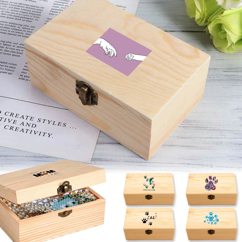 Desktop Dustproof Wooden Storage Organizer Rectangular Wooden Storage Box Handmade Keepsake Gift Footprints Pattern
Desktop Dustproof Wooden Storage Organizer Rectangular Wooden Storage Box Handmade Keepsake Gift Footprints Pattern