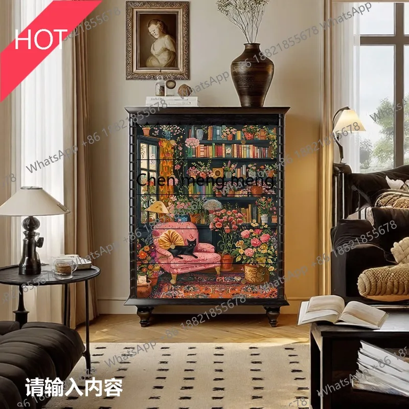 07 American retro solid wood chest of drawers, living room wall side cabinet, bedroom oil painting storage locker
07 American retro solid wood chest of drawers, living room wall side cabinet, bedroom oil painting storage locker