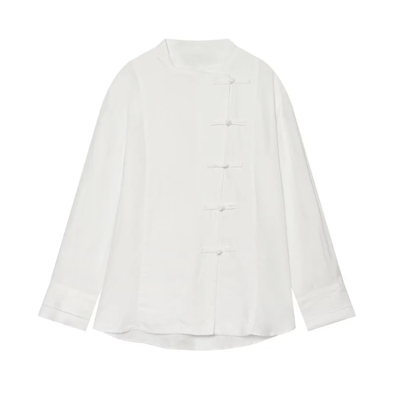 Women's Shirt 2026 Summer New White Long Sleeve Loose Shirt with Knot Button Decoration Simple Style Casual Fashion Individual
Women's Shirt 2026 Summer New White Long Sleeve Loose Shirt with Knot Button Decoration Simple Style Casual Fashion Individual