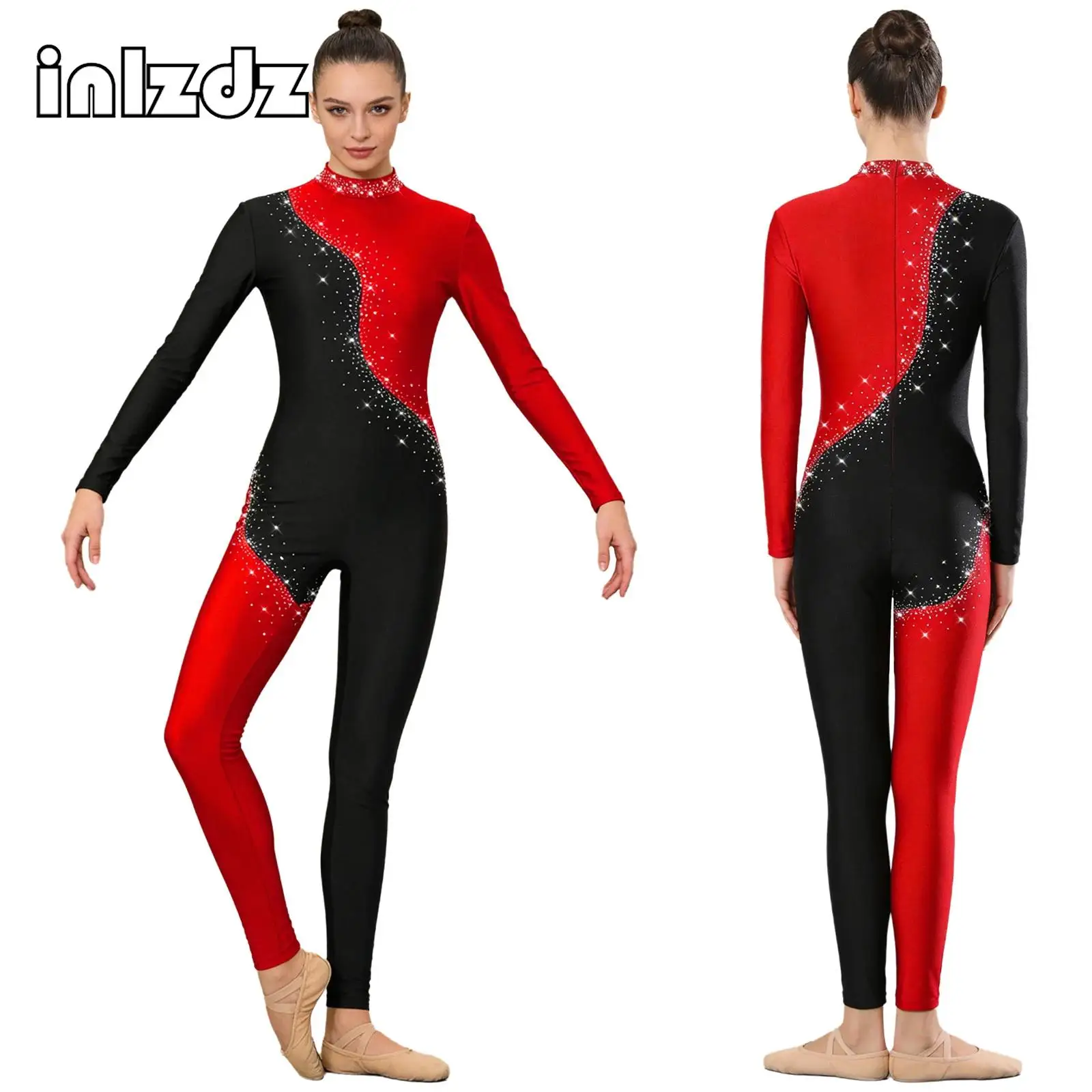 Womens Gymnastic Unitards Leotard Jumpsuit Rhinestones Long Sleeve Full Bodysuit Ballet Dance Figure Skating Performance Costume
Womens Gymnastic Unitards Leotard Jumpsuit Rhinestones Long Sleeve Full Bodysuit Ballet Dance Figure Skating Performance Costume