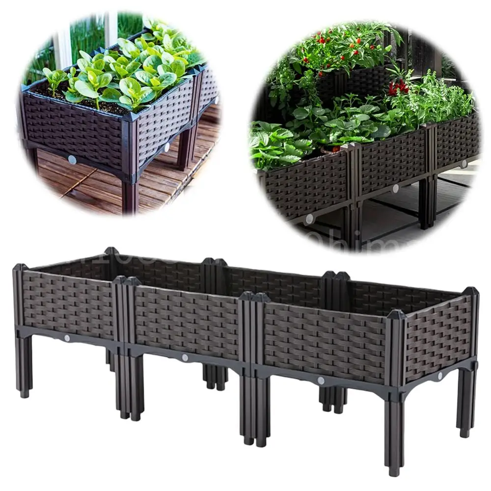 Plastic Raised Garden Bed with Drainage Holes Raised Planter Box Elevated Planting Container for Garden Patio Balcony Restaurant
Plastic Raised Garden Bed with Drainage Holes Raised Planter Box Elevated Planting Container for Garden Patio Balcony Restaurant