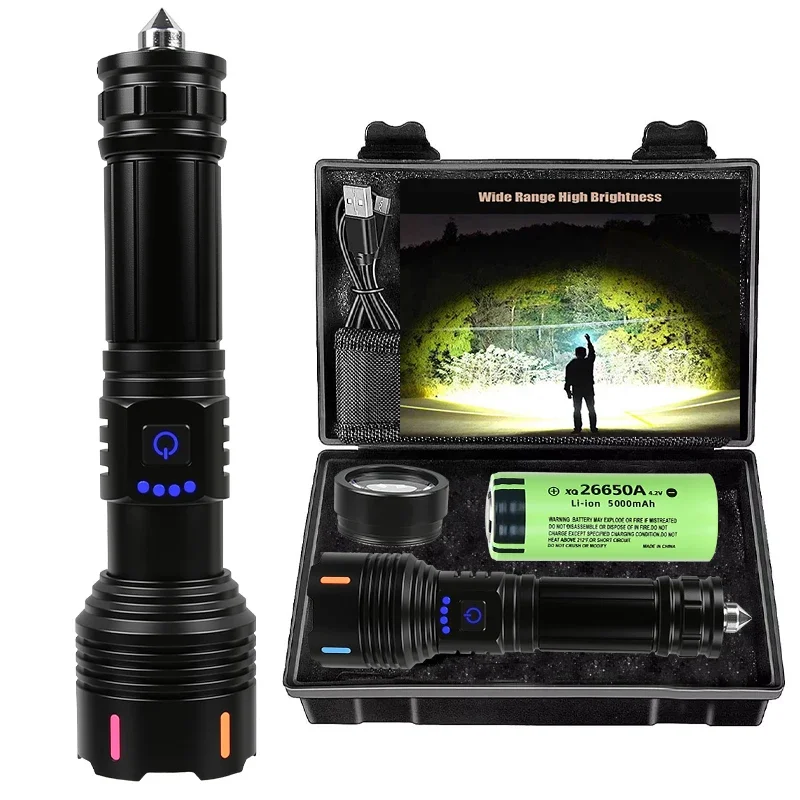 Rechargeable Flashlights High Lumens, 990000 Lumen Bright Led Flashlight with 5 Modes, Powerful Waterproof Tactical Torch Light
Rechargeable Flashlights High Lumens, 990000 Lumen Bright Led Flashlight with 5 Modes, Powerful Waterproof Tactical Torch Light