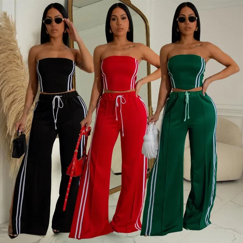 Customized CustomizedFashion Women's Set Strapless Striped Ribbon Crop Top + Wide Leg Pants Suits Summer Streetwear Two 2 Piece
Customized CustomizedFashion Women's Set Strapless Striped Ribbon Crop Top + Wide Leg Pants Suits Summer Streetwear Two 2 Piece