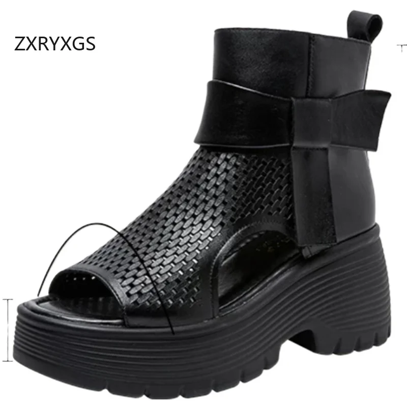 Женские летние босоножки ZXRYXGS из натуральной кожи с вырезами, на толстой нескользящей подошве, на высоком каблуке, новинка 2026 года, модные
Женские летние босоножки ZXRYXGS из натуральной кожи с вырезами, на толстой нескользящей подошве, на высоком каблуке, новинка 2026 года, модные