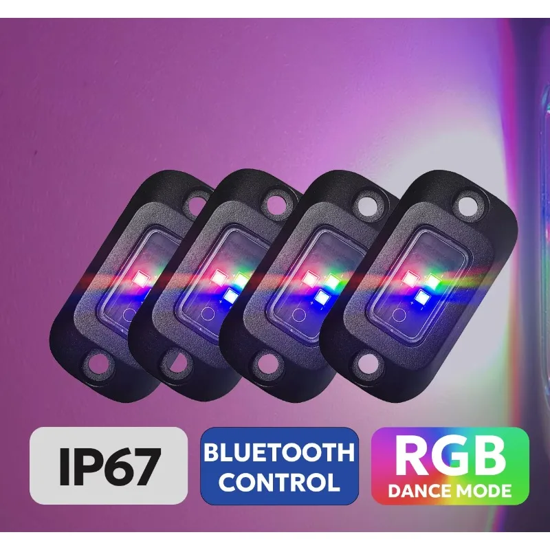 IP67 RGB LED Rock Lights Kit with Anti-Vibration Design Remote Control Exterior Auto Lighting for Trucks & UTV Off-Road
IP67 RGB LED Rock Lights Kit with Anti-Vibration Design Remote Control Exterior Auto Lighting for Trucks & UTV Off-Road