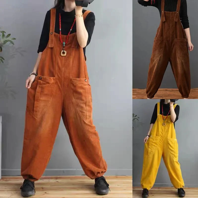 Korean Casual Corduroy Overalls For women With Large pockets Wide legs One-piece retro Lantern Pants Casual Student Trousers
Korean Casual Corduroy Overalls For women With Large pockets Wide legs One-piece retro Lantern Pants Casual Student Trousers