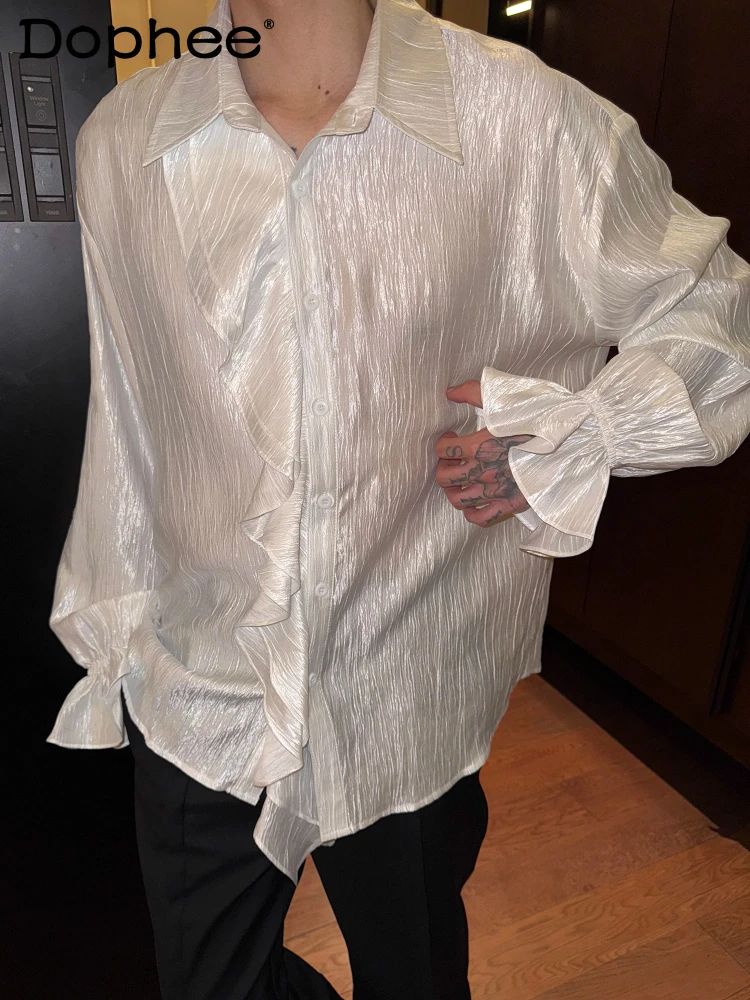 Men's 2025 Spring Summer Fashion Long-sleeve Solid Color Shirts Men's Pleated Wood Ear Edge Tops Flare Sleeve Sunscreen Shirt
Men's 2025 Spring Summer Fashion Long-sleeve Solid Color Shirts Men's Pleated Wood Ear Edge Tops Flare Sleeve Sunscreen Shirt