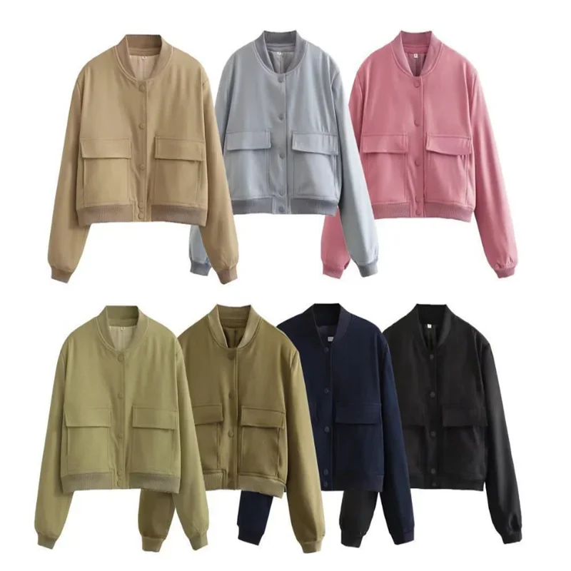 Women Fashion Solid Bomber Jackets Coat With Pockets V-Neck Single Breasted Long Sleeves Female Chic Lady Outfits
Women Fashion Solid Bomber Jackets Coat With Pockets V-Neck Single Breasted Long Sleeves Female Chic Lady Outfits