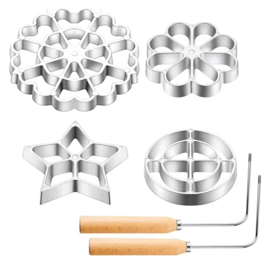 6 Pcs Rosette Iron Mold Set Bunuelos Mold with Handle Cooking Stamp Maker Kit Cookie Cutter Aluminum Alloy Waffle Maker with 3
6 Pcs Rosette Iron Mold Set Bunuelos Mold with Handle Cooking Stamp Maker Kit Cookie Cutter Aluminum Alloy Waffle Maker with 3