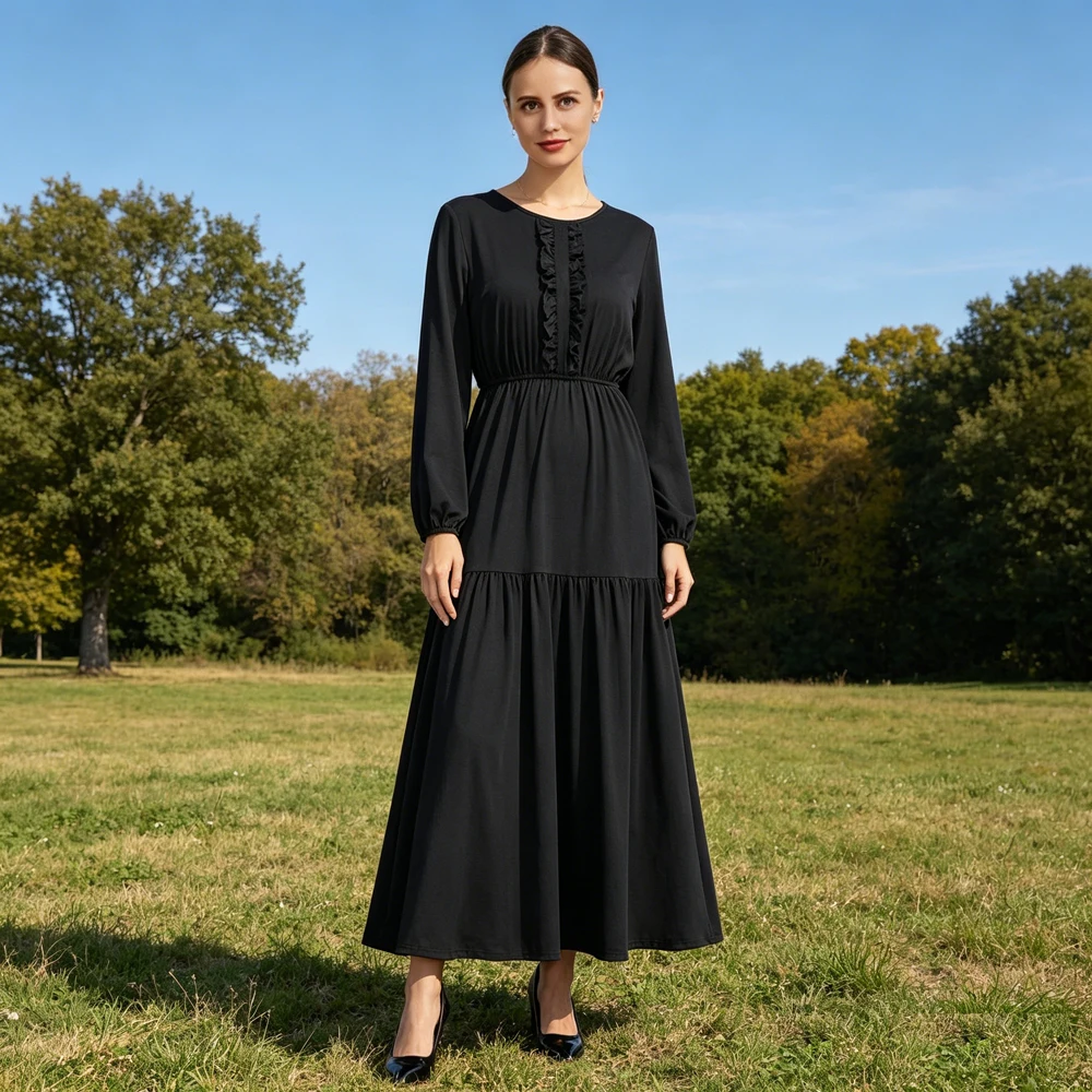 Fashion Dubai Ethnic Maxi Dress Long Sleeve Ruffles Pleated Turkey Casual Party Robe Women Djellaba Jalabiya Turkey Islamic Gown
Fashion Dubai Ethnic Maxi Dress Long Sleeve Ruffles Pleated Turkey Casual Party Robe Women Djellaba Jalabiya Turkey Islamic Gown