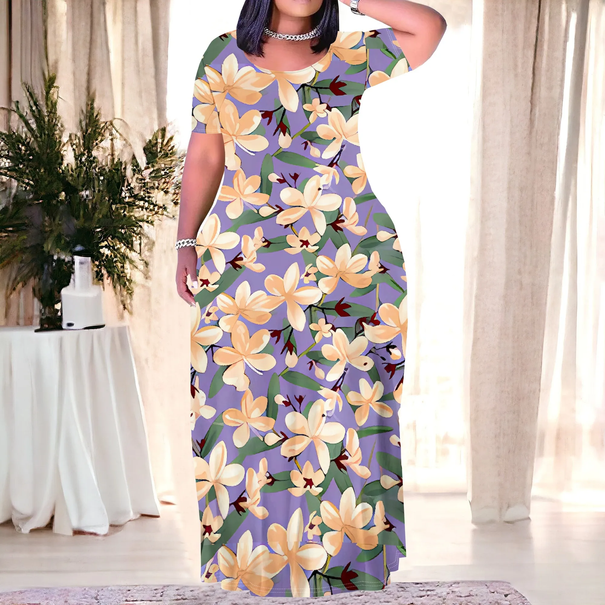 Plus Size Yellow Floral Print Casual Short Sleeve Maxi Dress Boho Style Vacation Sundress
Plus Size Yellow Floral Print Casual Short Sleeve Maxi Dress Boho Style Vacation Sundress