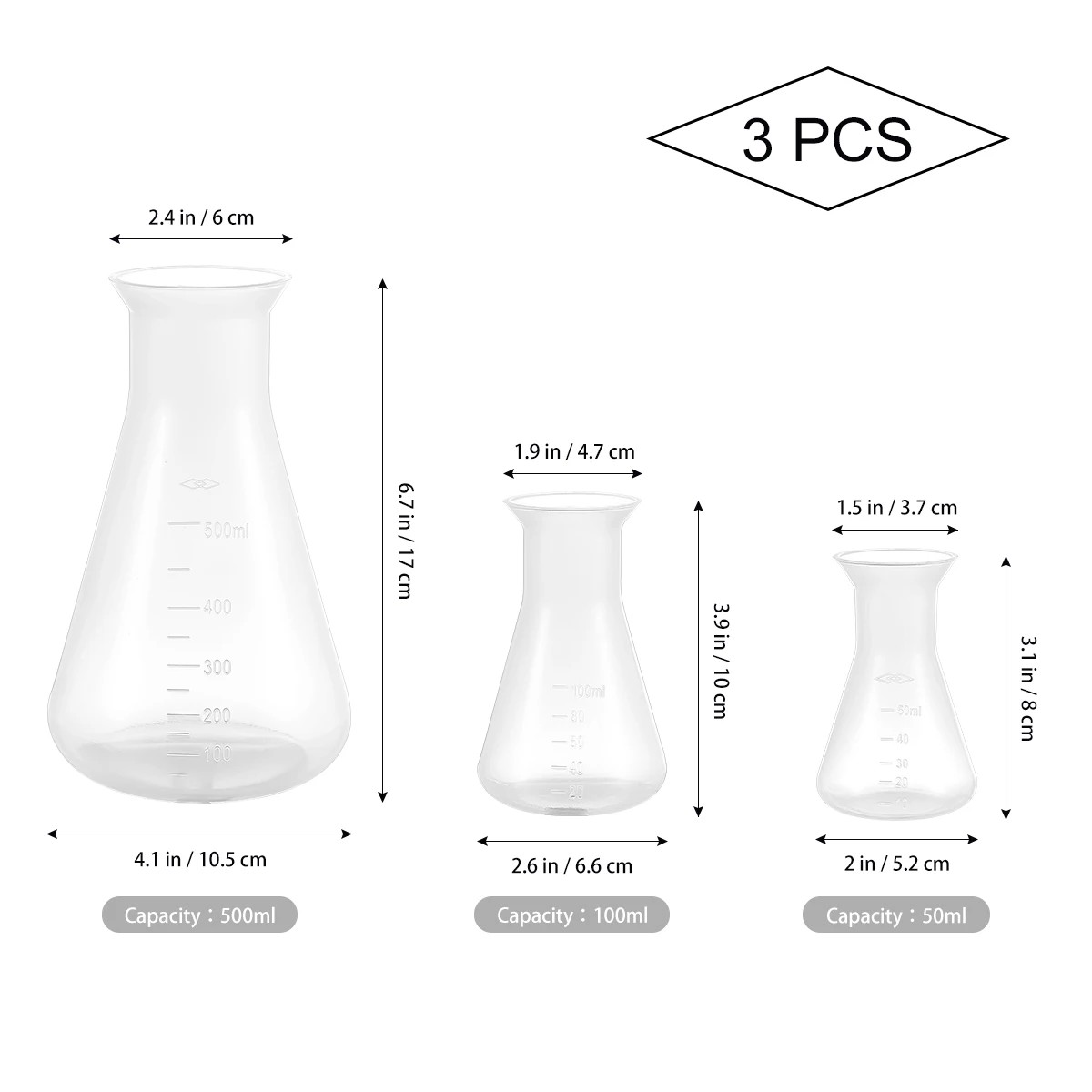 3pcs Plastic Flask Laboratory Beakers Clear Scale Double Marks Eco Friendly Food Grade Standard Capacity Accurate Measurement
3pcs Plastic Flask Laboratory Beakers Clear Scale Double Marks Eco Friendly Food Grade Standard Capacity Accurate Measurement