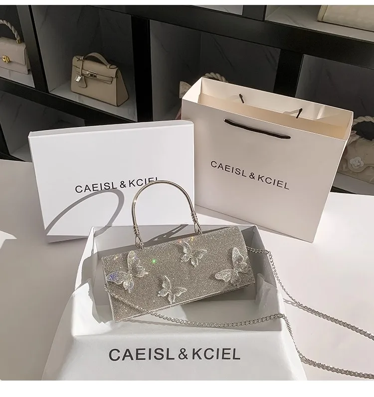 Glitter Butterfly Appliques Banquet Bag Luxury Fashion Women Handbag Rhinestones Diamond Evening Bag Wedding Party Clutch Purse
Glitter Butterfly Appliques Banquet Bag Luxury Fashion Women Handbag Rhinestones Diamond Evening Bag Wedding Party Clutch Purse