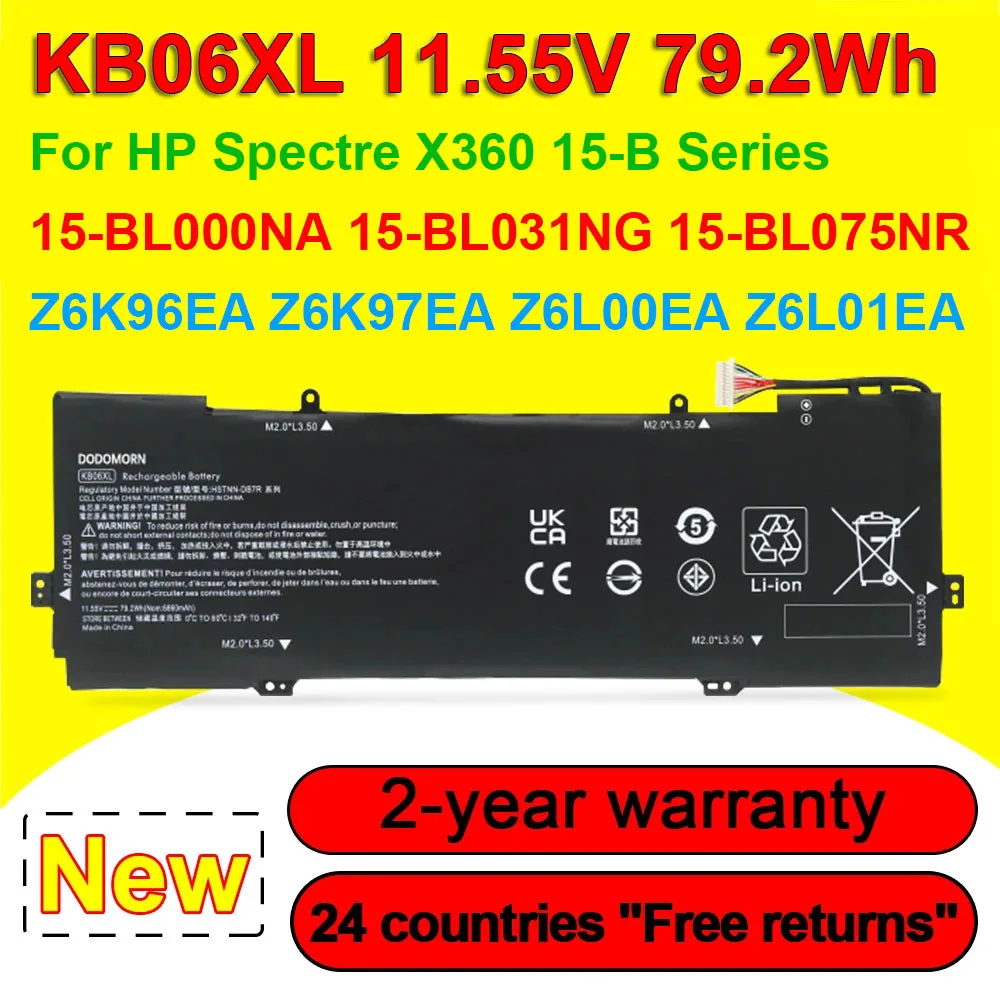 Аккумулятор KB06XL для ноутбука HP Spectre X360 15-B 15-BL000NG 15-BL000NA Z6K96EA Z6K97EA Z6L01EA HSTNN-DB7R 11,55 в 6860 Вт/ч мАч
Аккумулятор KB06XL для ноутбука HP Spectre X360 15-B 15-BL000NG 15-BL000NA Z6K96EA Z6K97EA Z6L01EA HSTNN-DB7R 11,55 в 6860 Вт/ч мАч