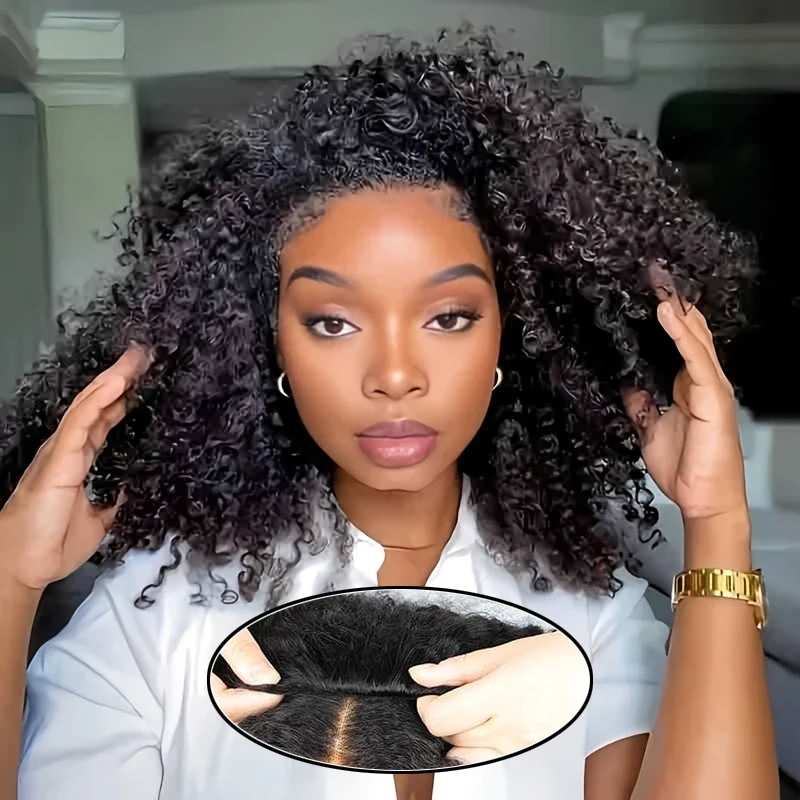 Kinky Curly Half Wig Human Hair Glueless Wigs Upgrade 3 IN 1 Half Wig with Drawstring Seamless Clip Ins Flip Over Wear and Go
Kinky Curly Half Wig Human Hair Glueless Wigs Upgrade 3 IN 1 Half Wig with Drawstring Seamless Clip Ins Flip Over Wear and Go