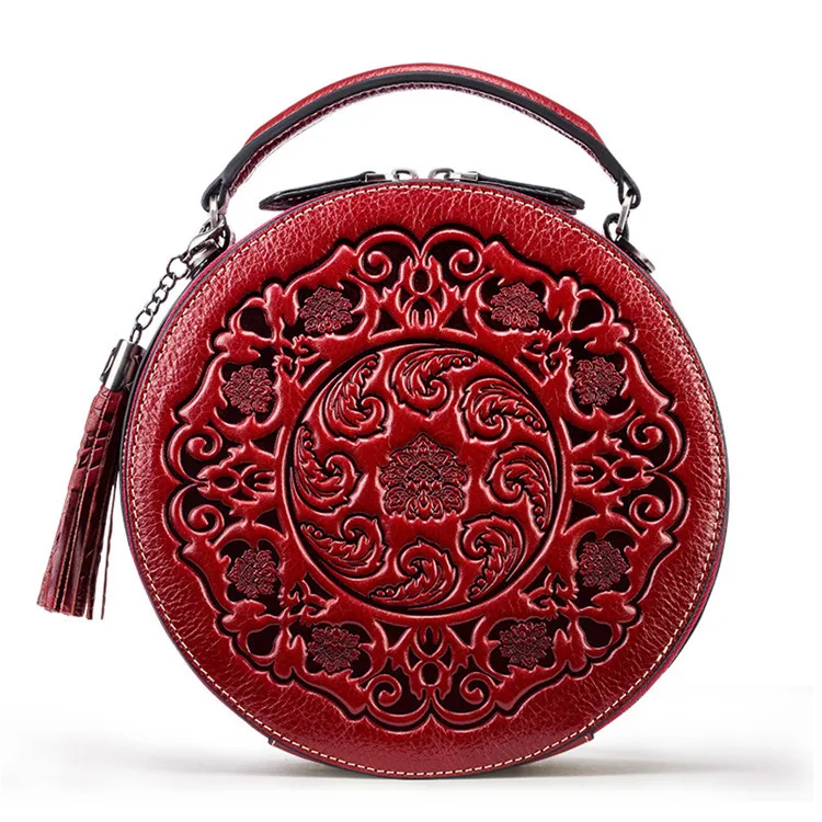 Genuine Leather Handbag Artistic National Sle Women's Single oulder Bag Crossbody Bag round Cylinder Handheld Bag
Genuine Leather Handbag Artistic National Sle Women's Single oulder Bag Crossbody Bag round Cylinder Handheld Bag