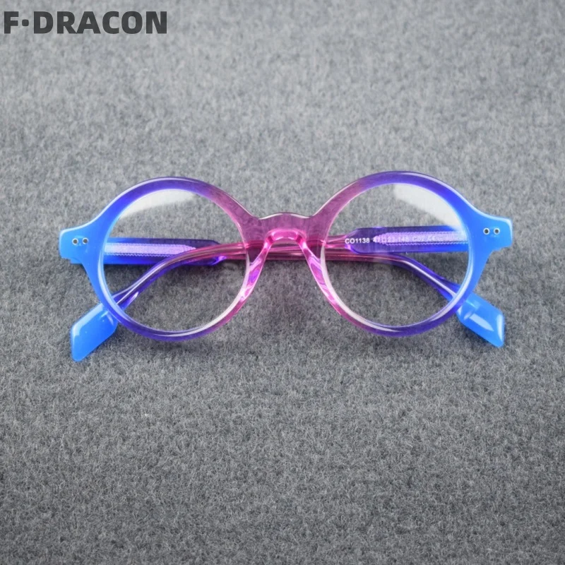 Plate Retro Round Frame Splicing Material Men's And Women's Eyeglass Frame Optical Prescription Eyeglass frame 1138
Plate Retro Round Frame Splicing Material Men's And Women's Eyeglass Frame Optical Prescription Eyeglass frame 1138