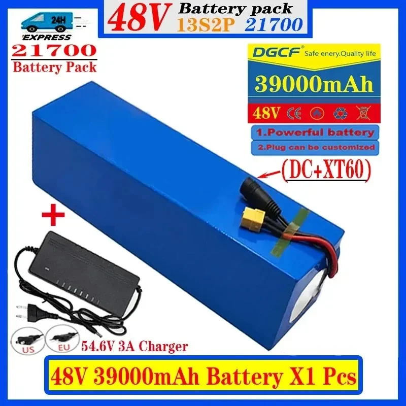 DC+XT60 48V Battery Pack 39Ah 21700 Lithium Ion Battery 13S2P 1000w BMS +Charger
DC+XT60 48V Battery Pack 39Ah 21700 Lithium Ion Battery 13S2P 1000w BMS +Charger