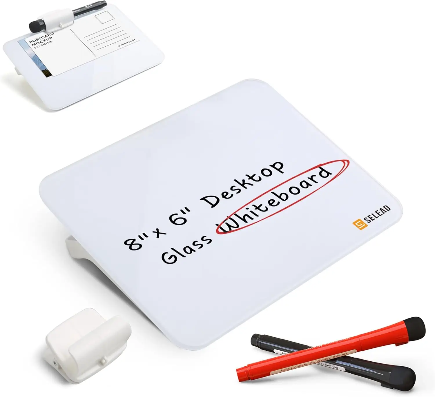 Small Dry Erase White Board - 8x6 Inch Handheld Glass Clipboard with Pen Holder for Home Office
Small Dry Erase White Board - 8x6 Inch Handheld Glass Clipboard with Pen Holder for Home Office
