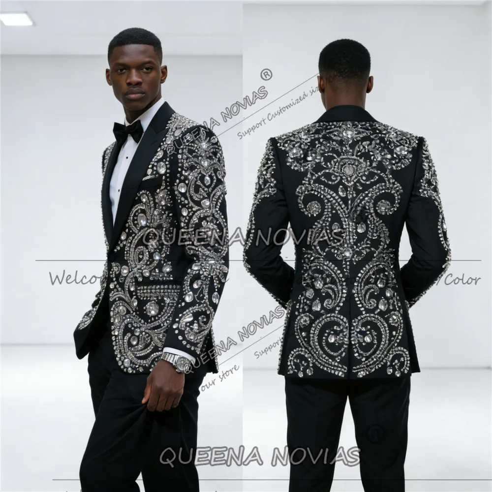 Эксклюзивный мужской костюм с бриллиантами для свадьбы, комплект из 2 предметов, смокинг для жениха, индивидуальный пошив, однобортный пиджак для выпускного вечера, мужское платье
Эксклюзивный мужской костюм с бриллиантами для свадьбы, комплект из 2 предметов, смокинг для жениха, индивидуальный пошив, однобортный пиджак для выпускного вечера, мужское платье