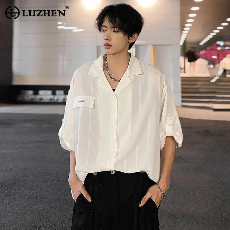 LUZHEN Sleeve 2025 Loose Summer New Short Korean Fashion Shirts Men's Solid Color Elegant Temperament Handsome Male Tops JY2700
LUZHEN Sleeve 2025 Loose Summer New Short Korean Fashion Shirts Men's Solid Color Elegant Temperament Handsome Male Tops JY2700