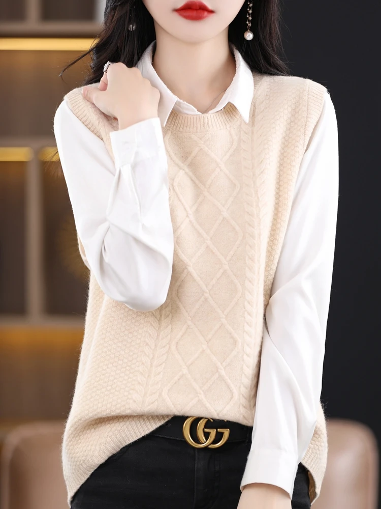 Women's Oversized Merino Wool Sweater Vest, Solid Loose O-Neck,Sleeveless, Short Knitted Pullover Vests,Knitwear Outerwears,New
Women's Oversized Merino Wool Sweater Vest, Solid Loose O-Neck,Sleeveless, Short Knitted Pullover Vests,Knitwear Outerwears,New