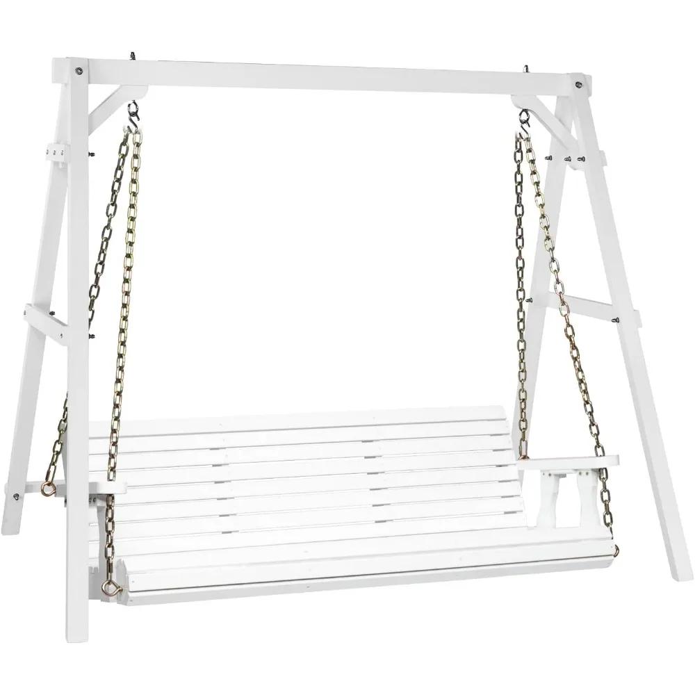 5 FT Outdoor Porch Swing with Stand, Heavy Duty 880 LBS Patio Hanging Swing Bench with Frame for Patio, Garden, Yard, White
5 FT Outdoor Porch Swing with Stand, Heavy Duty 880 LBS Patio Hanging Swing Bench with Frame for Patio, Garden, Yard, White