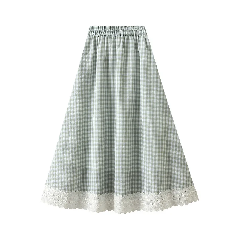 New Casual Long Plaid Skirt for Women 2025 Vintage Lace Up A Line Fluffy High Waist Mid-length Cotton Skirt Female
New Casual Long Plaid Skirt for Women 2025 Vintage Lace Up A Line Fluffy High Waist Mid-length Cotton Skirt Female
