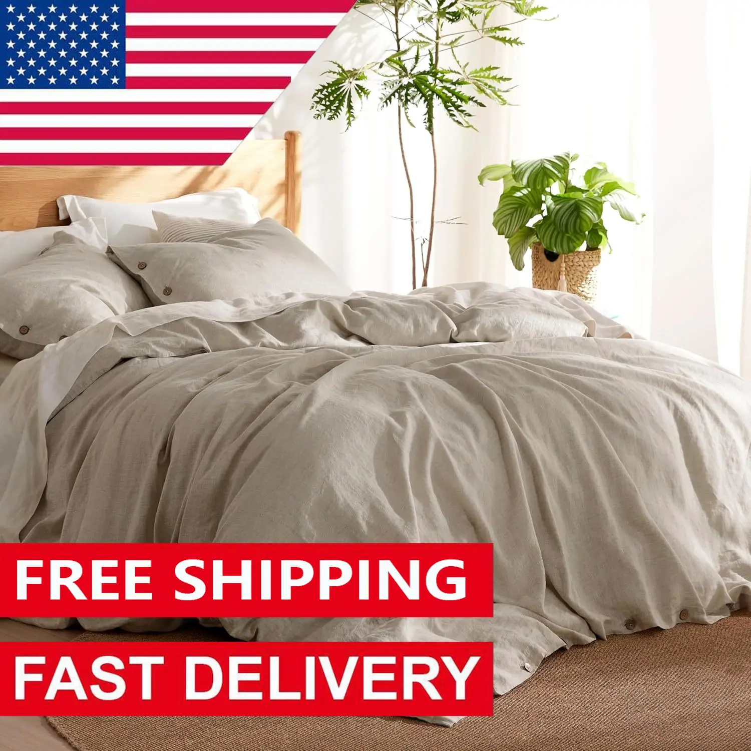 Linen Duvet Cover King - Linen Cotton Blend Duvet Cover Set, Linen Color, 3 Pieces, 1 Duvet Cover 104 x 90 Inches
Linen Duvet Cover King - Linen Cotton Blend Duvet Cover Set, Linen Color, 3 Pieces, 1 Duvet Cover 104 x 90 Inches