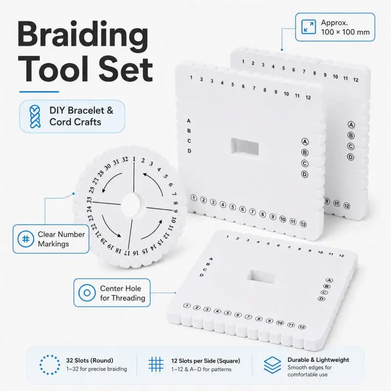 2Pcs/Set Braiding Disk Round Square Kumihimo Beading Cord Disc Braiding Braided Plate DIY Bracelet Loom Weaving Board
2Pcs/Set Braiding Disk Round Square Kumihimo Beading Cord Disc Braiding Braided Plate DIY Bracelet Loom Weaving Board