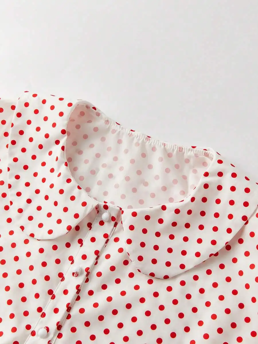 Womens Long Sleeve Polka Dot Doll Collar Sleep Top Set
Womens Long Sleeve Polka Dot Doll Collar Sleep Top Set