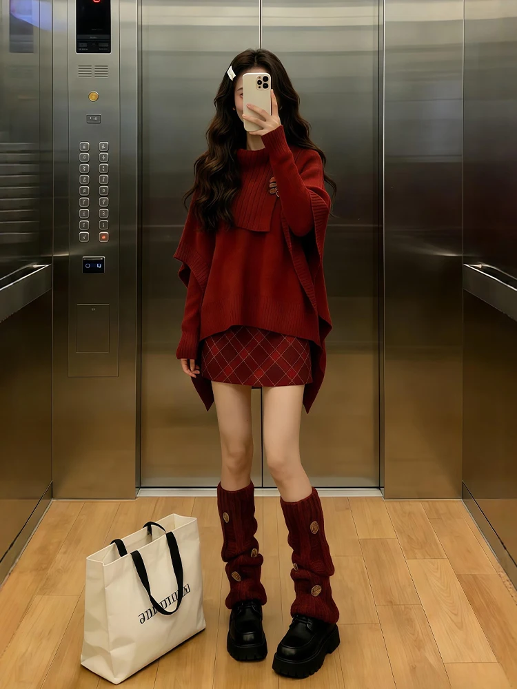 Red Plaid Sweater And Skirt Set plus Size Women's Fashionable Autumn Winter Outfit High Waist Comfortable Casual Style
Red Plaid Sweater And Skirt Set plus Size Women's Fashionable Autumn Winter Outfit High Waist Comfortable Casual Style