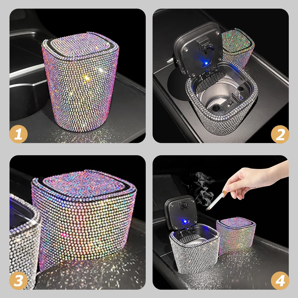 Car Ashtray Bling Sparkly Design Cigarette Holder With Lid Compact Light Weight For Automotive Home Office Use
Car Ashtray Bling Sparkly Design Cigarette Holder With Lid Compact Light Weight For Automotive Home Office Use