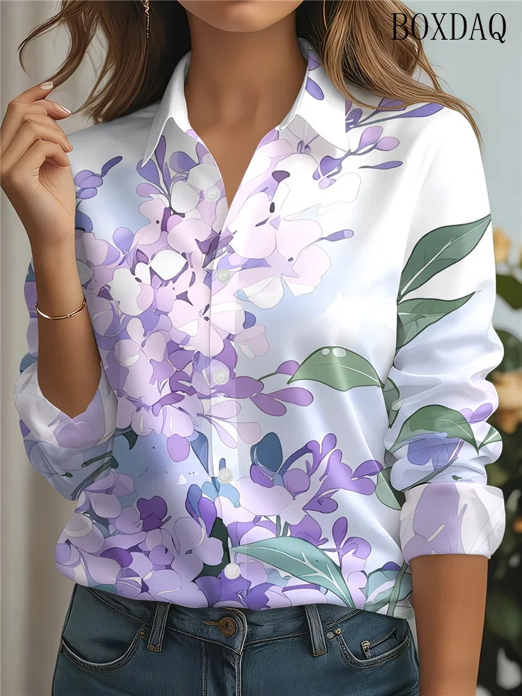 Women's Lapel Long Sleeve Shirts Women's Fashion Casual Loose Flowers Pattern Print Blouses Ladies Daily Outdoor Autumn Clothing
Women's Lapel Long Sleeve Shirts Women's Fashion Casual Loose Flowers Pattern Print Blouses Ladies Daily Outdoor Autumn Clothing