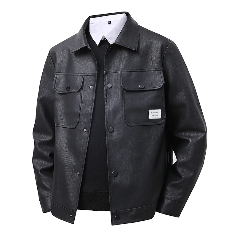 Male Button Decoration PU Leather Jacket Brand Fashion Men's Casual Slim Fit Leather Jacket Male Style Faux Leather Jacket
Male Button Decoration PU Leather Jacket Brand Fashion Men's Casual Slim Fit Leather Jacket Male Style Faux Leather Jacket