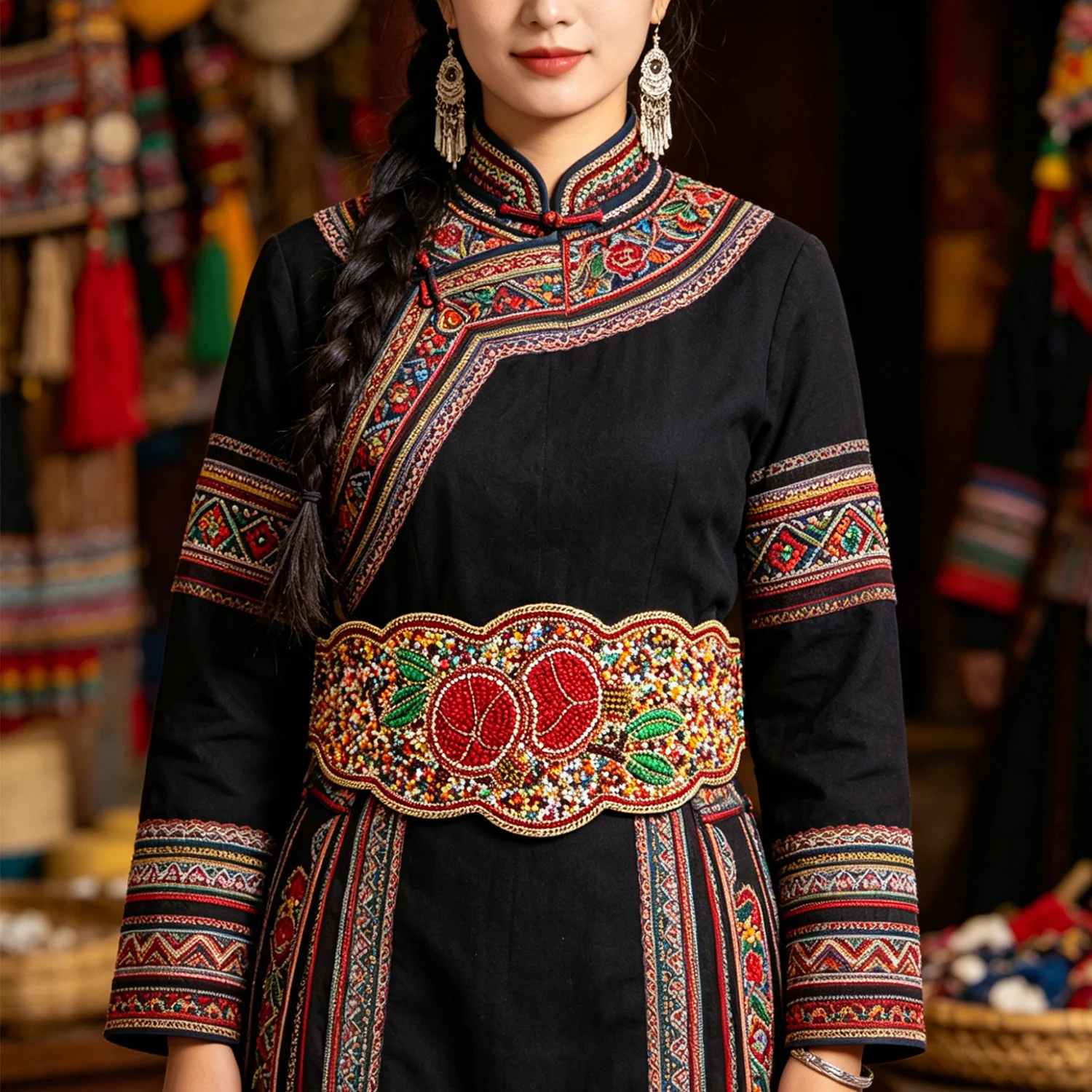 Bohemian Ethnic Pomegranate Pattern Elastic Waistband Waist Colorful Beaded Button Belt for Dresses And Coats Wide Accessory
Bohemian Ethnic Pomegranate Pattern Elastic Waistband Waist Colorful Beaded Button Belt for Dresses And Coats Wide Accessory