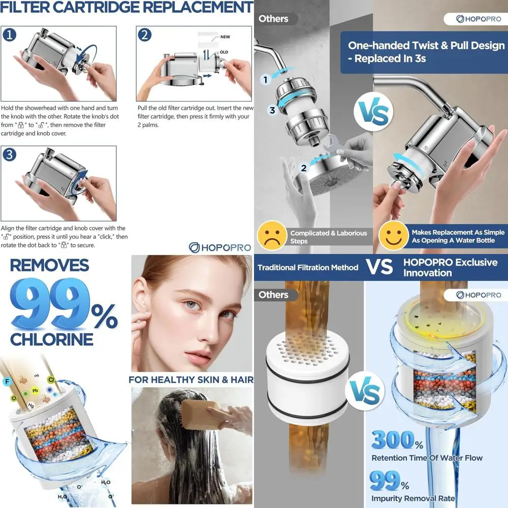 Dual Function Shower Filter System - Removes 99% Chlorine, Enhances Skin and Hair Health (6 Silver)
Dual Function Shower Filter System - Removes 99% Chlorine, Enhances Skin and Hair Health (6 Silver)