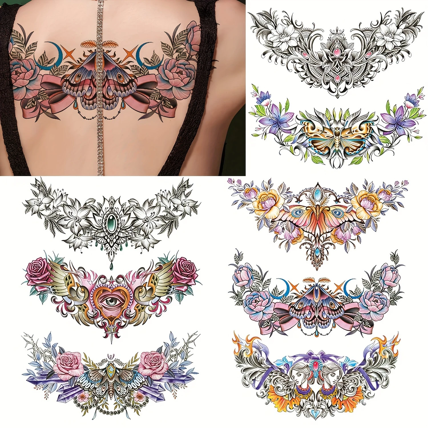 Floral Temporary Tattoo for Women, 8-Pack 7.5inx12.5in Large Realistic Flower Tattoos Stickers, Long-lasting Horizontal Fake Tat
Floral Temporary Tattoo for Women, 8-Pack 7.5inx12.5in Large Realistic Flower Tattoos Stickers, Long-lasting Horizontal Fake Tat