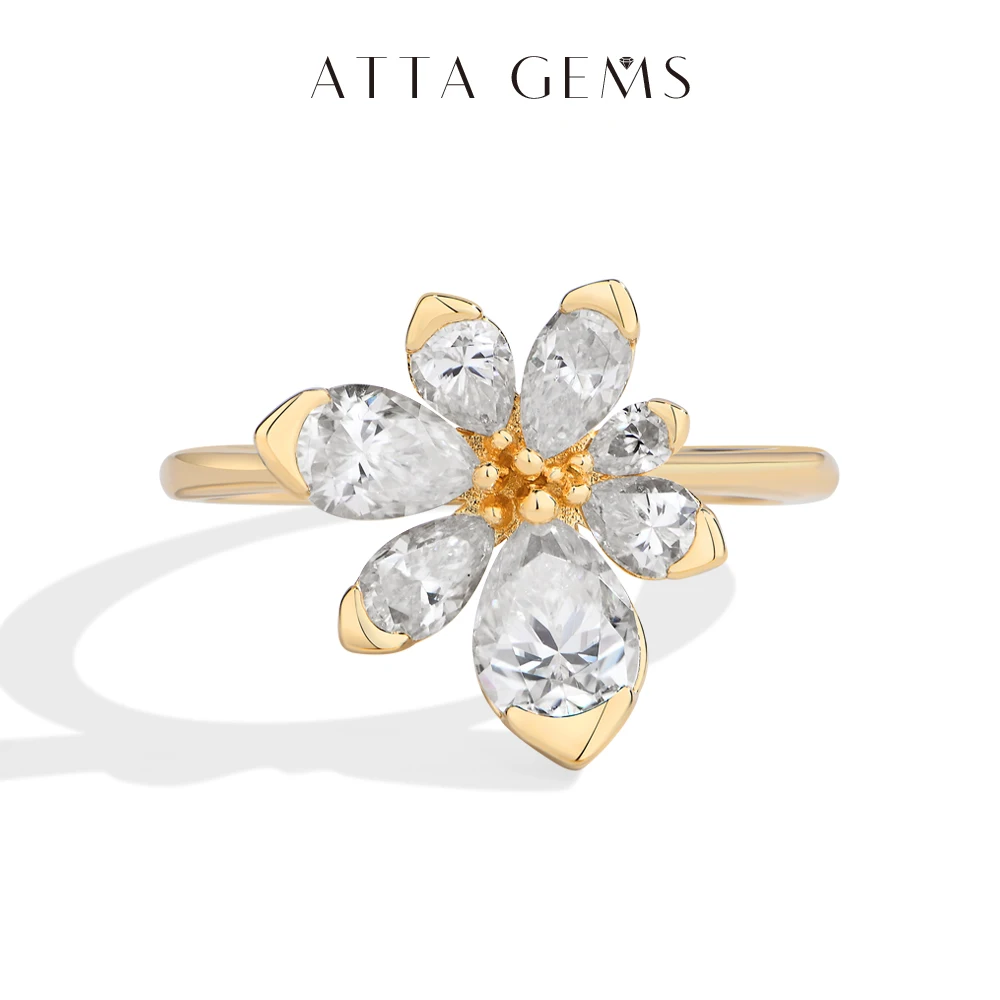 ATTAGEM Pear Cut DcolorVVS1 Moissanite Ring Flower Shape Solid 10K 14K 18K Au750 Sparkling Engagement Wedding Jewelry Party Gift
ATTAGEM Pear Cut DcolorVVS1 Moissanite Ring Flower Shape Solid 10K 14K 18K Au750 Sparkling Engagement Wedding Jewelry Party Gift