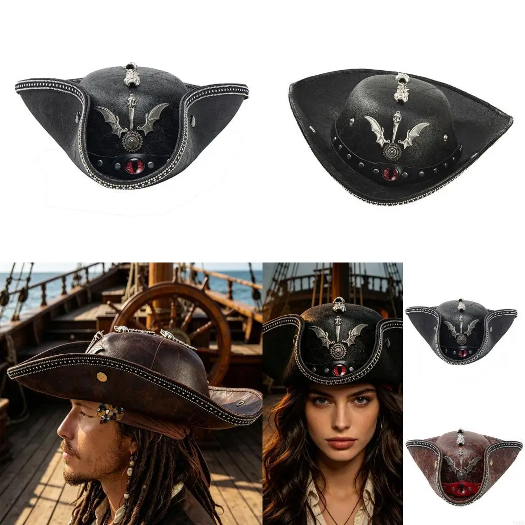 Devil Eye PU Leather Pirate Hat With Metal Accents Great For Costume Parties And Photography Y08E
Devil Eye PU Leather Pirate Hat With Metal Accents Great For Costume Parties And Photography Y08E