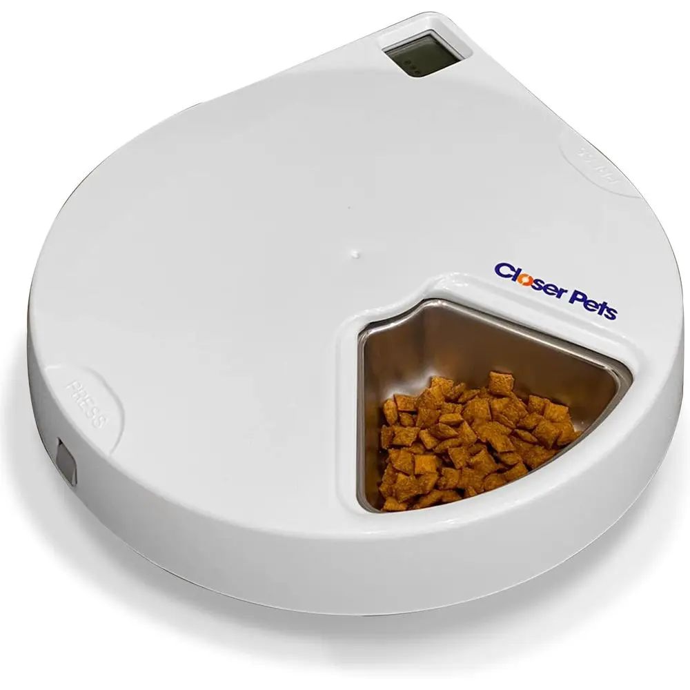 5-Meal Digital Pet Feeder with Stainless Steel Bowl, Ice Packs, Suitable for Wet or Dry Food, Up to 0.73 lb per Meal, White
5-Meal Digital Pet Feeder with Stainless Steel Bowl, Ice Packs, Suitable for Wet or Dry Food, Up to 0.73 lb per Meal, White