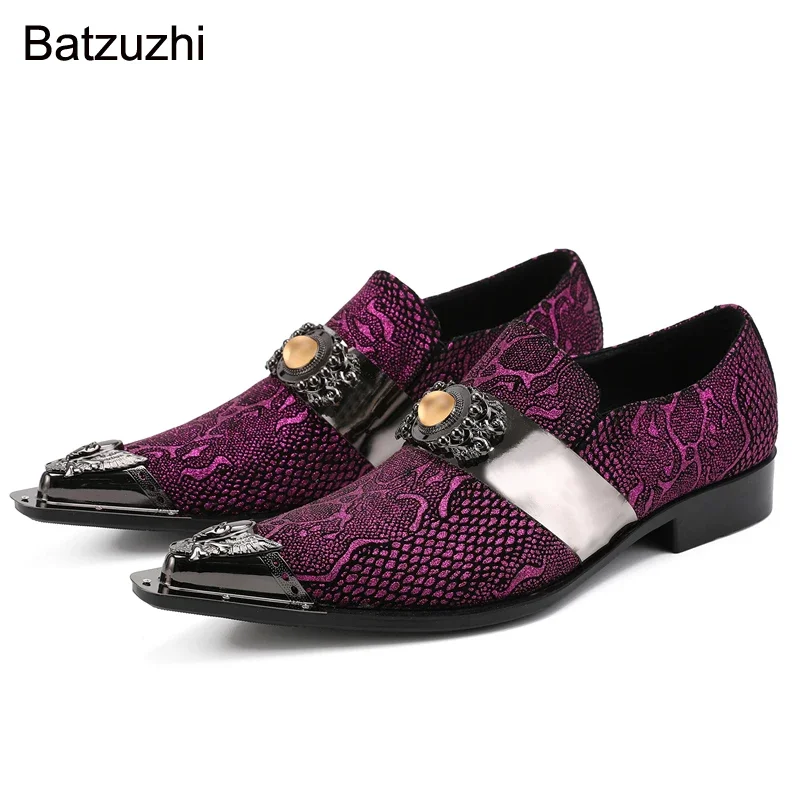 Batzuzhi New Design Men Shoes Pointed Iron Head Purple Leather Dress Shoes Men Personality Party and Wedding Zapatos Hombre
Batzuzhi New Design Men Shoes Pointed Iron Head Purple Leather Dress Shoes Men Personality Party and Wedding Zapatos Hombre