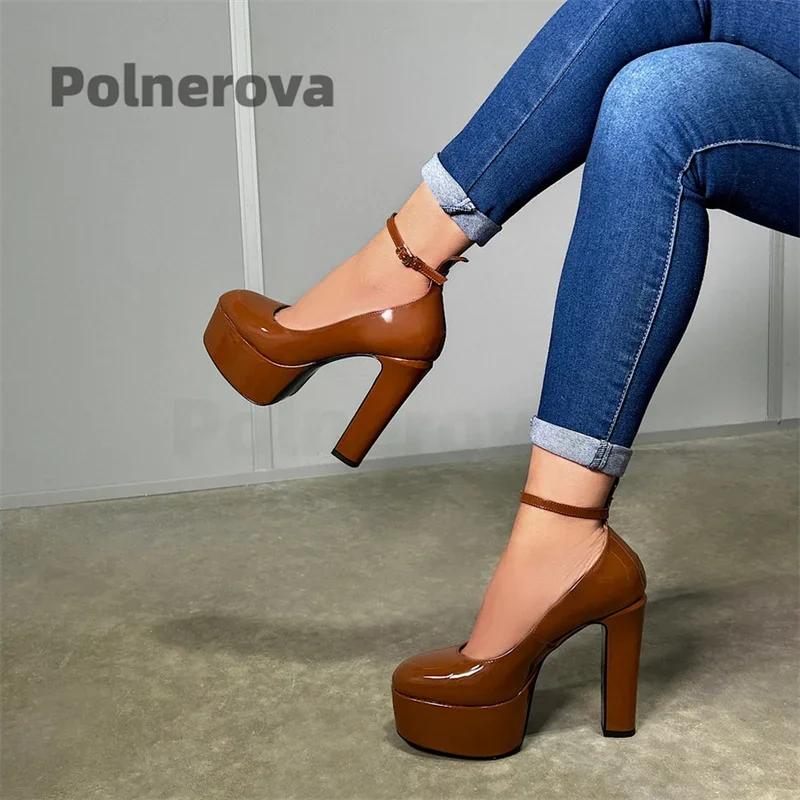 Туфли-лодочки из лакированной кожи на высоком каблуке, женская обувь на платформе с пряжкой и ремешком, модные свадебные туфли на толстой подошве, туфли для свадебной вечеринки
Туфли-лодочки из лакированной кожи на высоком каблуке, женская обувь на платформе с пряжкой и ремешком, модные свадебные туфли на толстой подошве, туфли для свадебной вечеринки