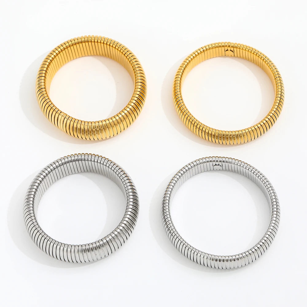 Joolim Jewelry High End Pvd Wholesale Waterproof Trendy Elastic Wide Vintage Fold Wear Bangle Stainless Steel Bracelet for Women
Joolim Jewelry High End Pvd Wholesale Waterproof Trendy Elastic Wide Vintage Fold Wear Bangle Stainless Steel Bracelet for Women