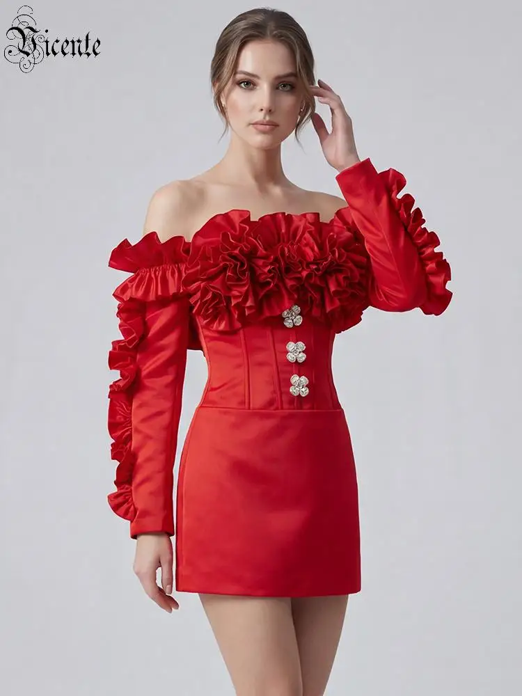 VC Sexy Red Off Shoulder Mini Dress For Women Ruffle Long Sleeve Bodycon Party Dress Elegant Corset High Waist Short Dress 2026
VC Sexy Red Off Shoulder Mini Dress For Women Ruffle Long Sleeve Bodycon Party Dress Elegant Corset High Waist Short Dress 2026