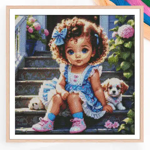 Cross Stitch วัวสัตว์ DIY Full Kis เย็บปักถักร้อย Cale ดอกไม้ 11CT พิมพ์ผ้าใบผีเสื้อตกแต่งบ้านที่ไม่ซ้ํากัน