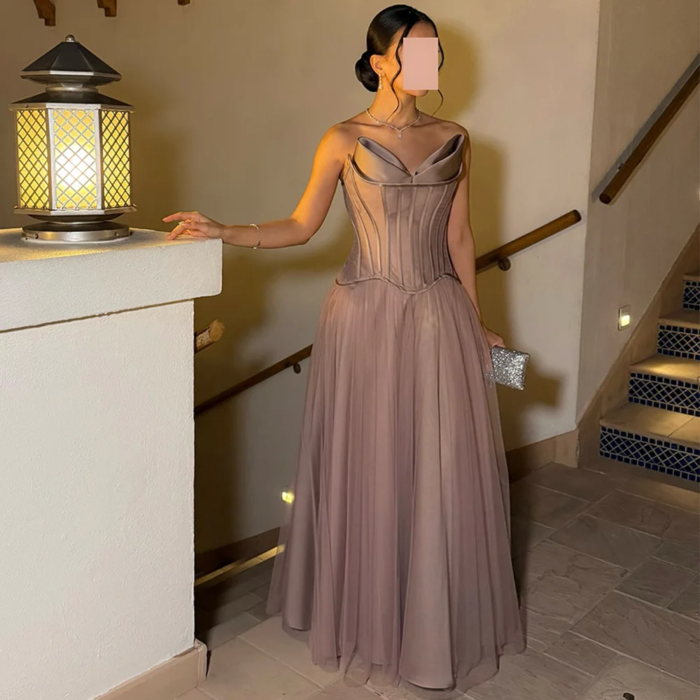 Formal Women's Dresses Customized Satin and Tulle Evening Dress High Quality Strapless Sleeveless Lace Up Back Party Gowns
Formal Women's Dresses Customized Satin and Tulle Evening Dress High Quality Strapless Sleeveless Lace Up Back Party Gowns