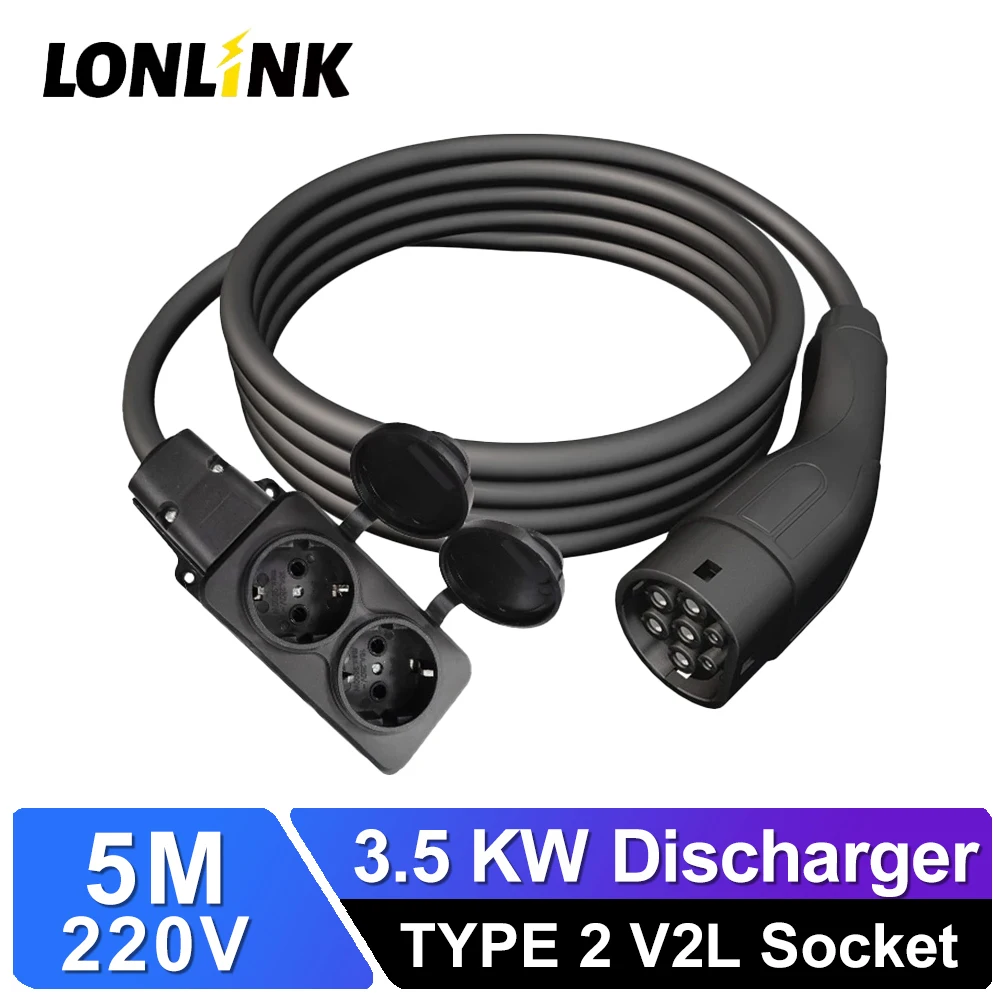 LONLINK New energy vehicles Discharging equipment Cable 5M Type2 3.5KW 16A 250V EU Socket Electric Car Side V2L For BYD
LONLINK New energy vehicles Discharging equipment Cable 5M Type2 3.5KW 16A 250V EU Socket Electric Car Side V2L For BYD